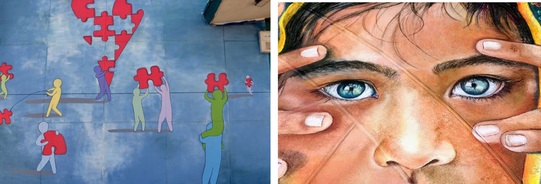Art in Redwood City, CATA mural and Chalk Full of Fun festival artwork