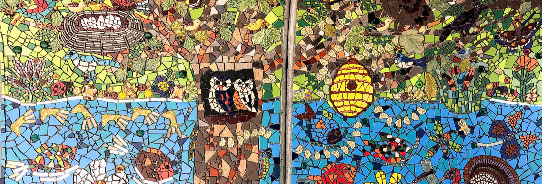 Art in Redwood City, community mosaic mural at Magical Bridge Playground